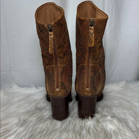 'Free People Elle Brown/Black Snakeskin Leather Women's Boots Sz 41/US 10 - Picture 4 of 7